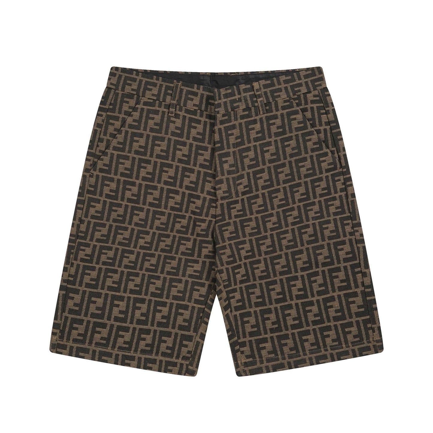 250604 New dark-patterned full-print jacquard linen shorts