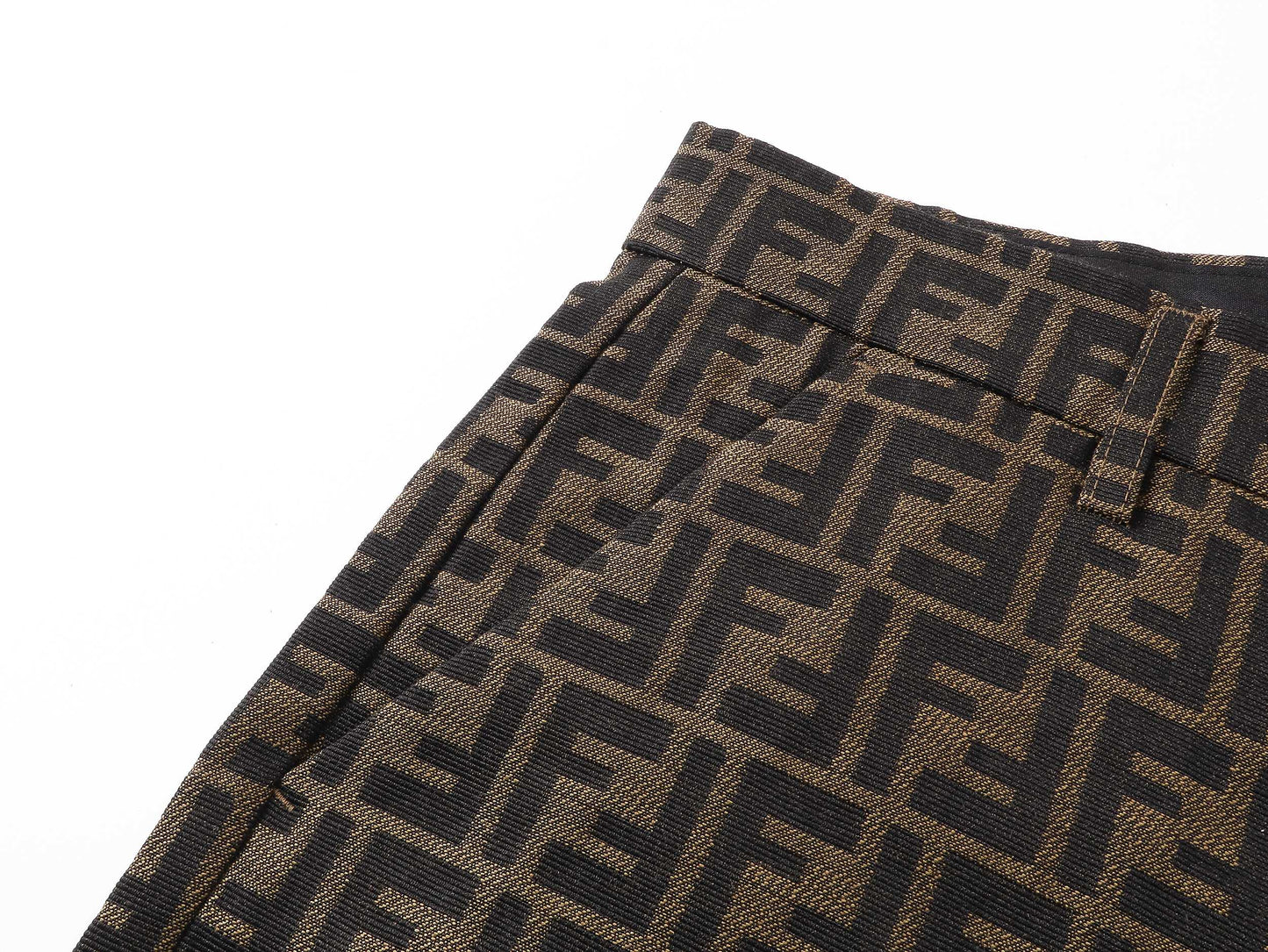 250604 New dark-patterned full-print jacquard linen shorts