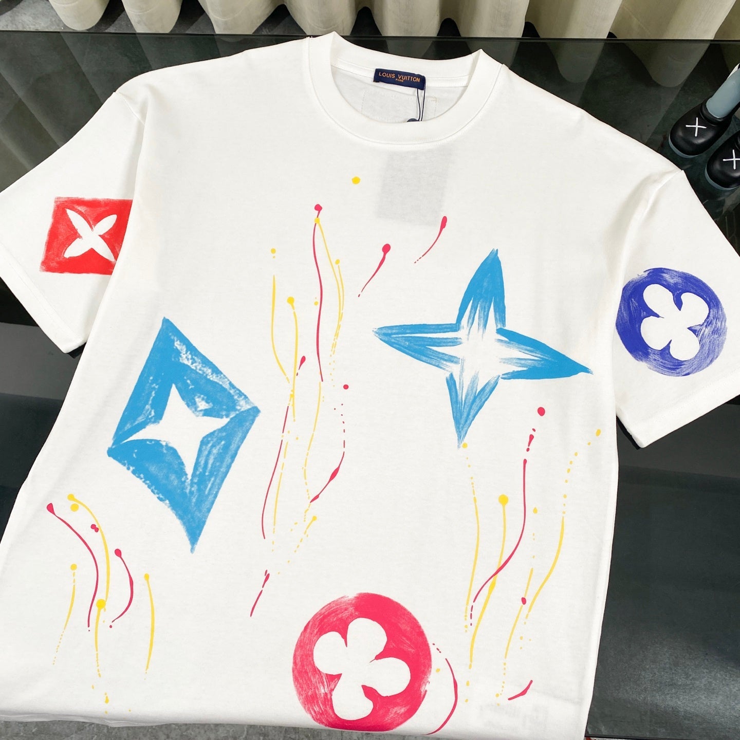 250604 New dopamine color graffiti print T-shirt