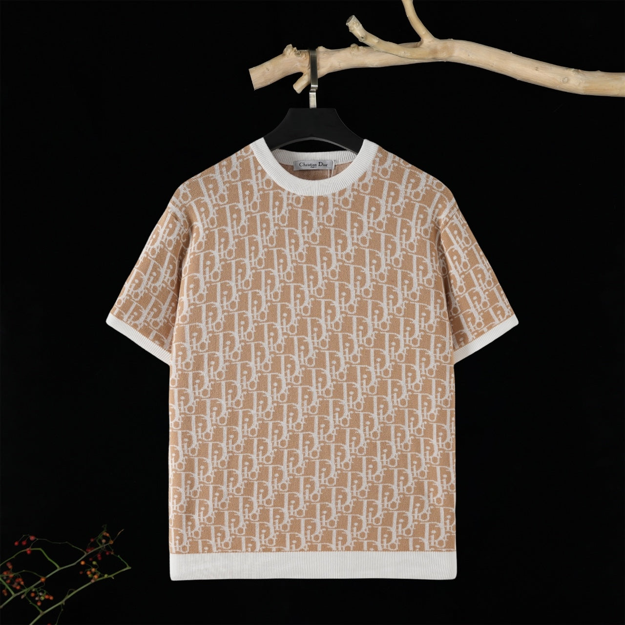 250617 New high-quality jacquard round-neck casual sweater T-shirt