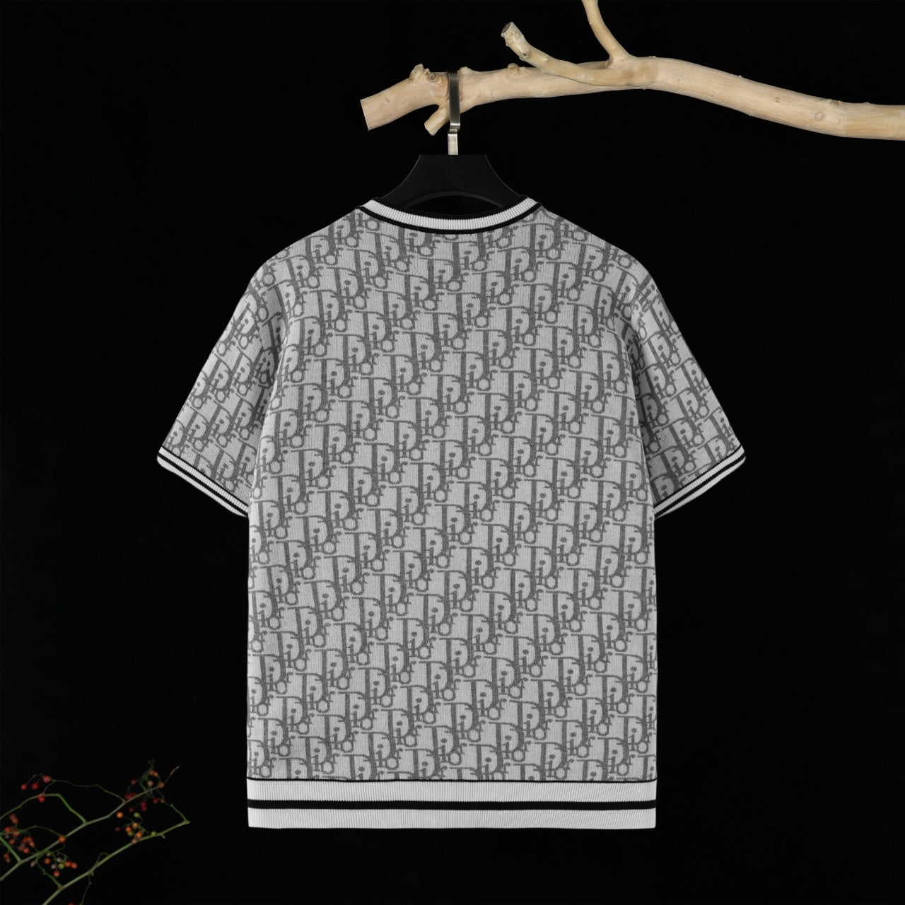 250617 New high-quality jacquard round-neck casual sweater T-shirt
