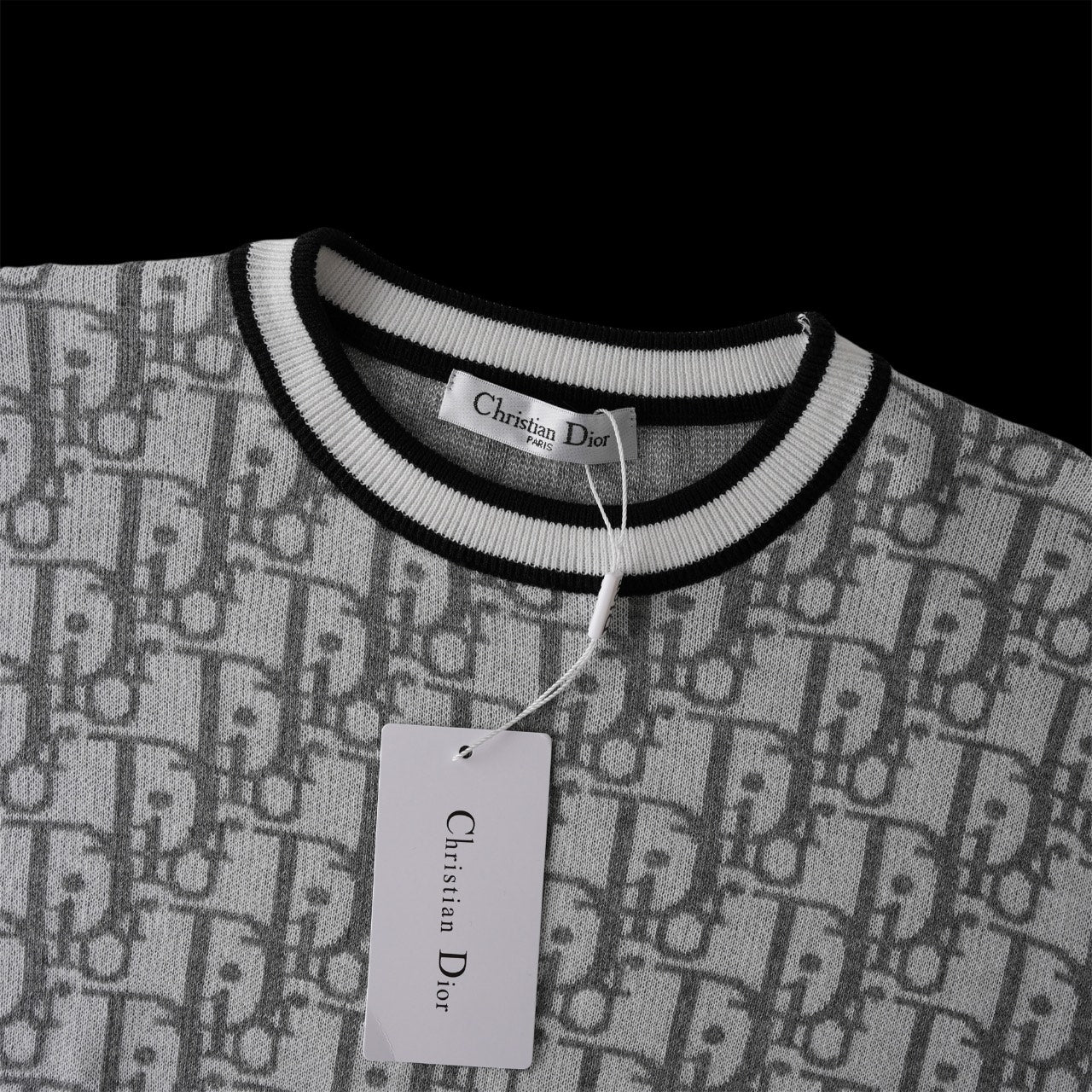 250617 New high-quality jacquard round-neck casual sweater T-shirt