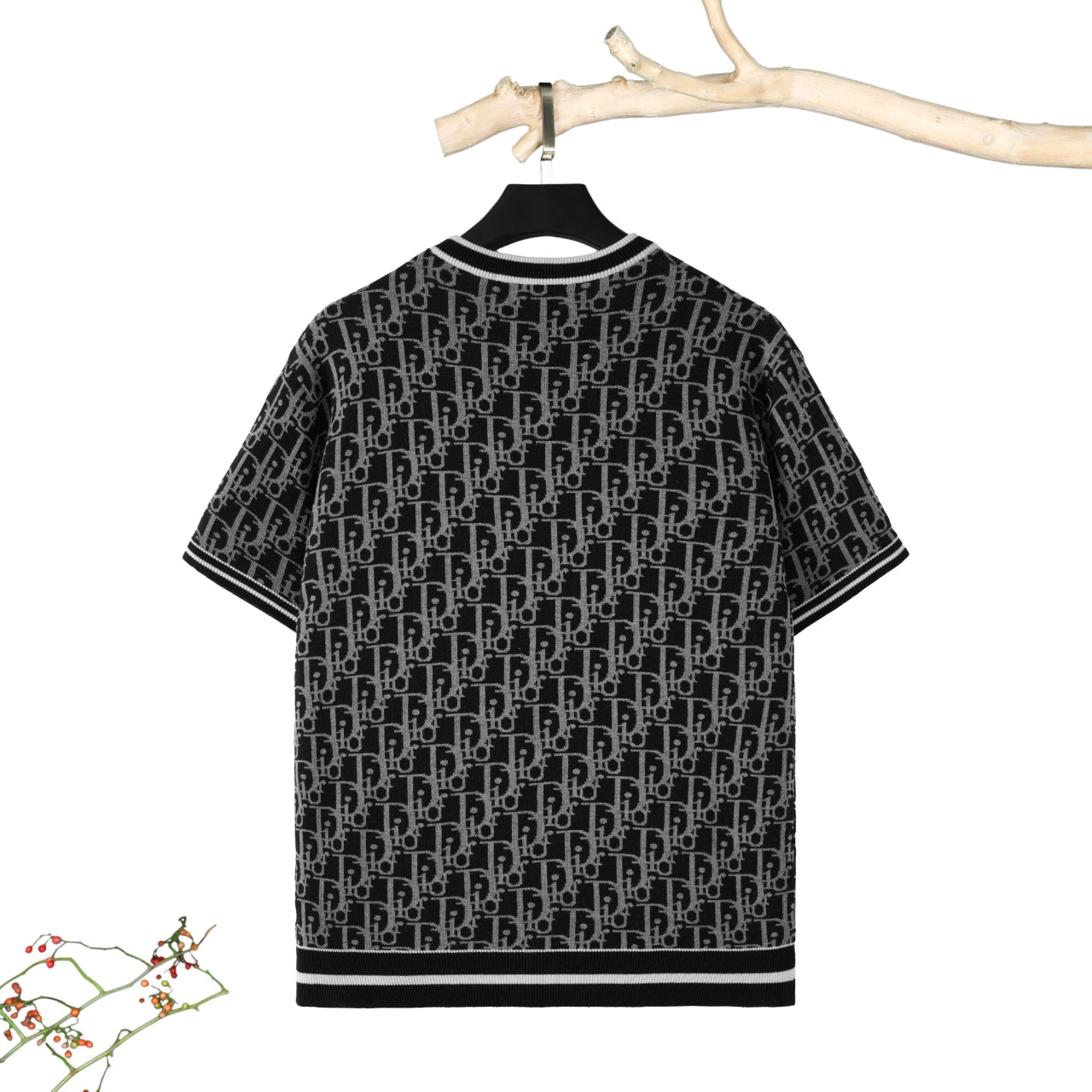 250617 New high-quality jacquard round-neck casual sweater T-shirt