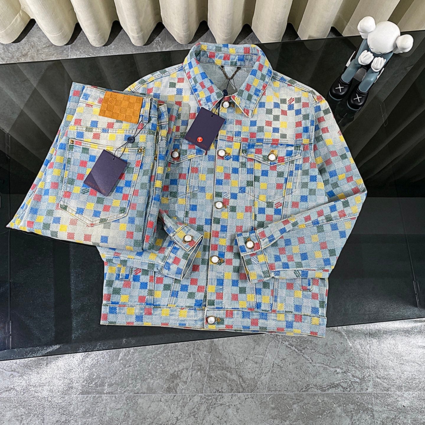 250617 New high-quality dopamine-colored pixel checkered jacket