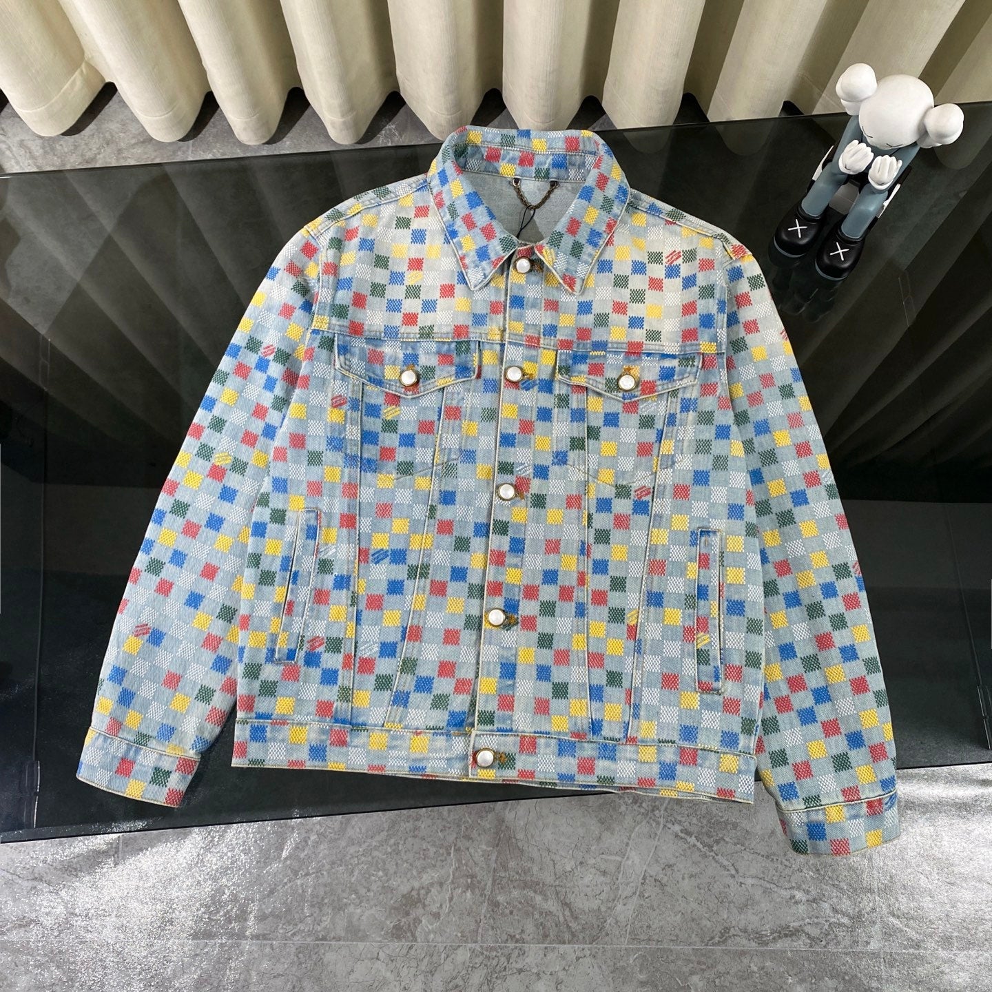 250617 New high-quality dopamine-colored pixel checkered jacket
