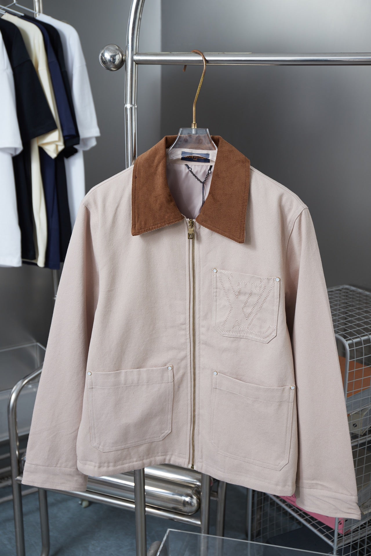 250617 New high-quality pocket hollowed-out embroidered canvas jacket