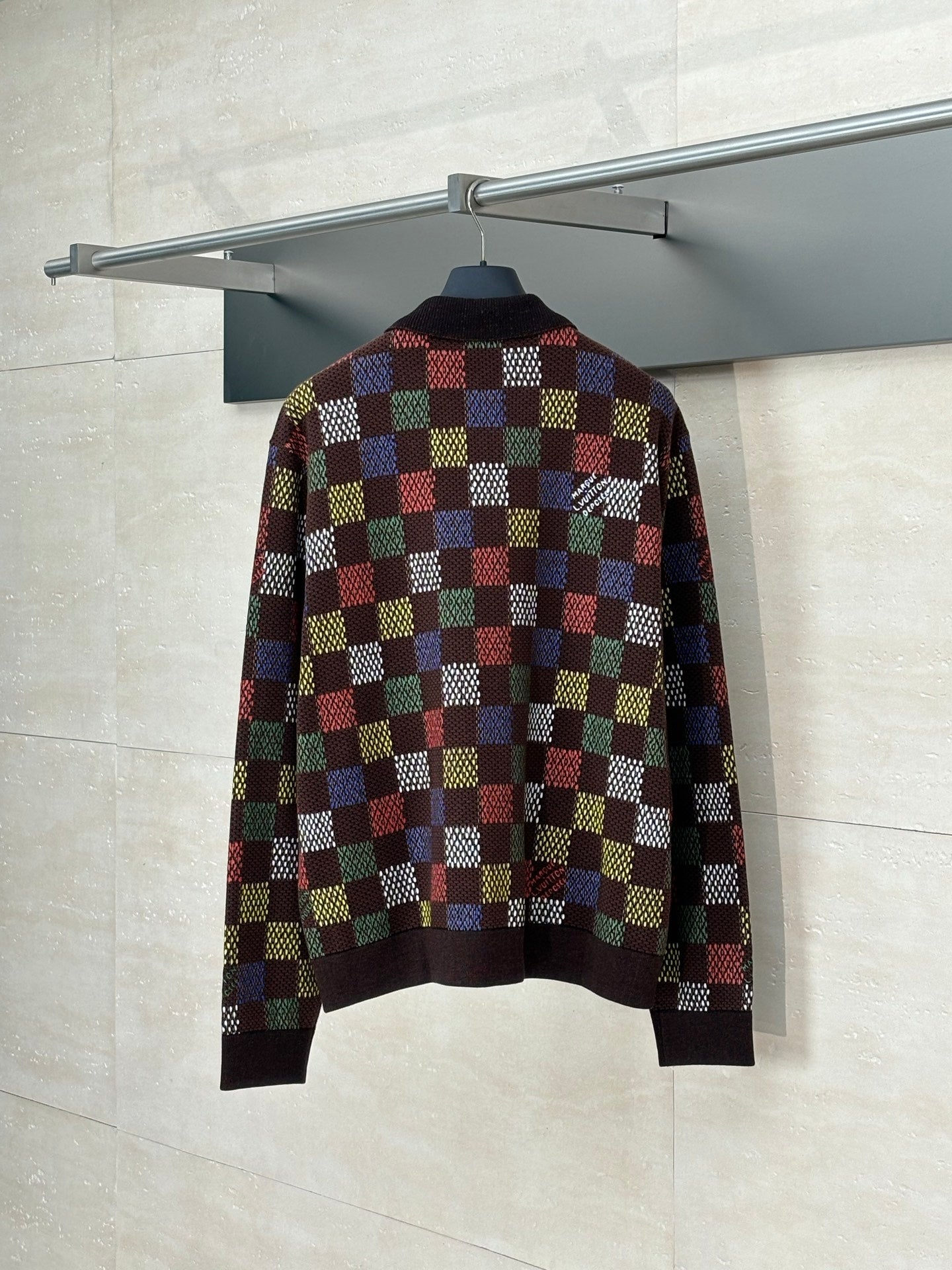 250624 A new high-quality colored checkered embossed jacquard knitted suit jacket