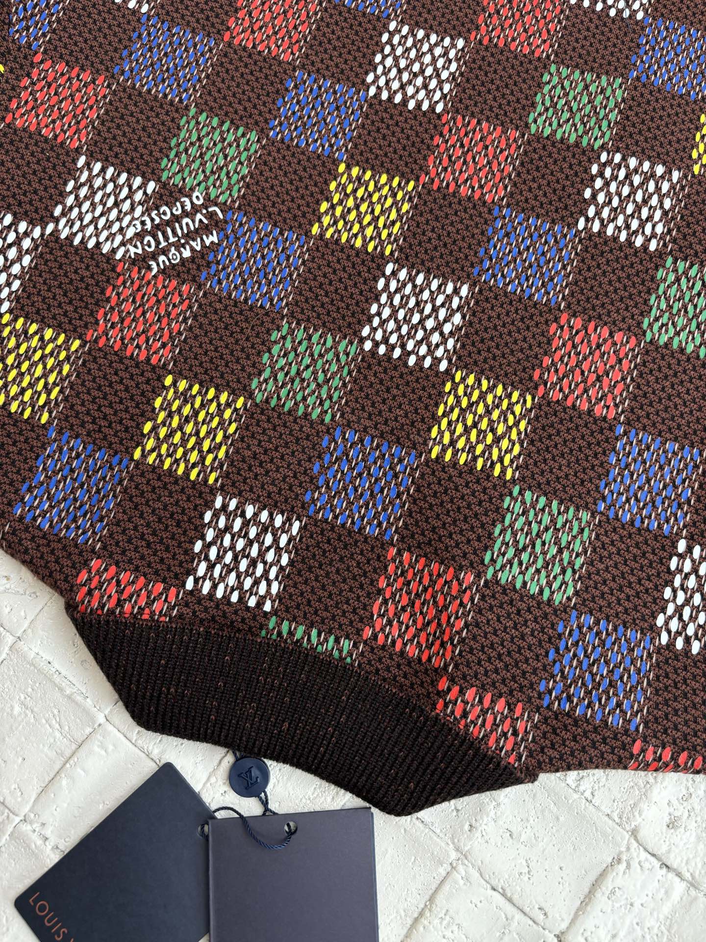 250624 A new high-quality colored checkered embossed jacquard knitted suit jacket
