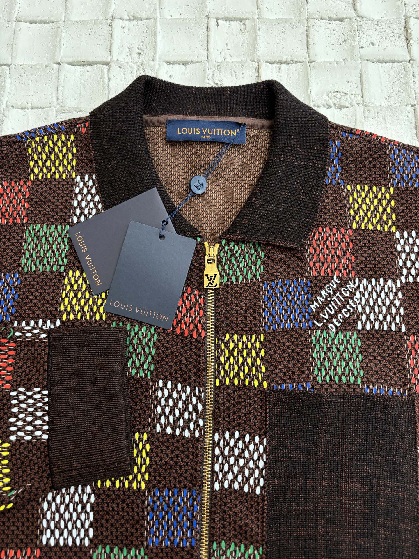 250624 A new high-quality colored checkered embossed jacquard knitted suit jacket