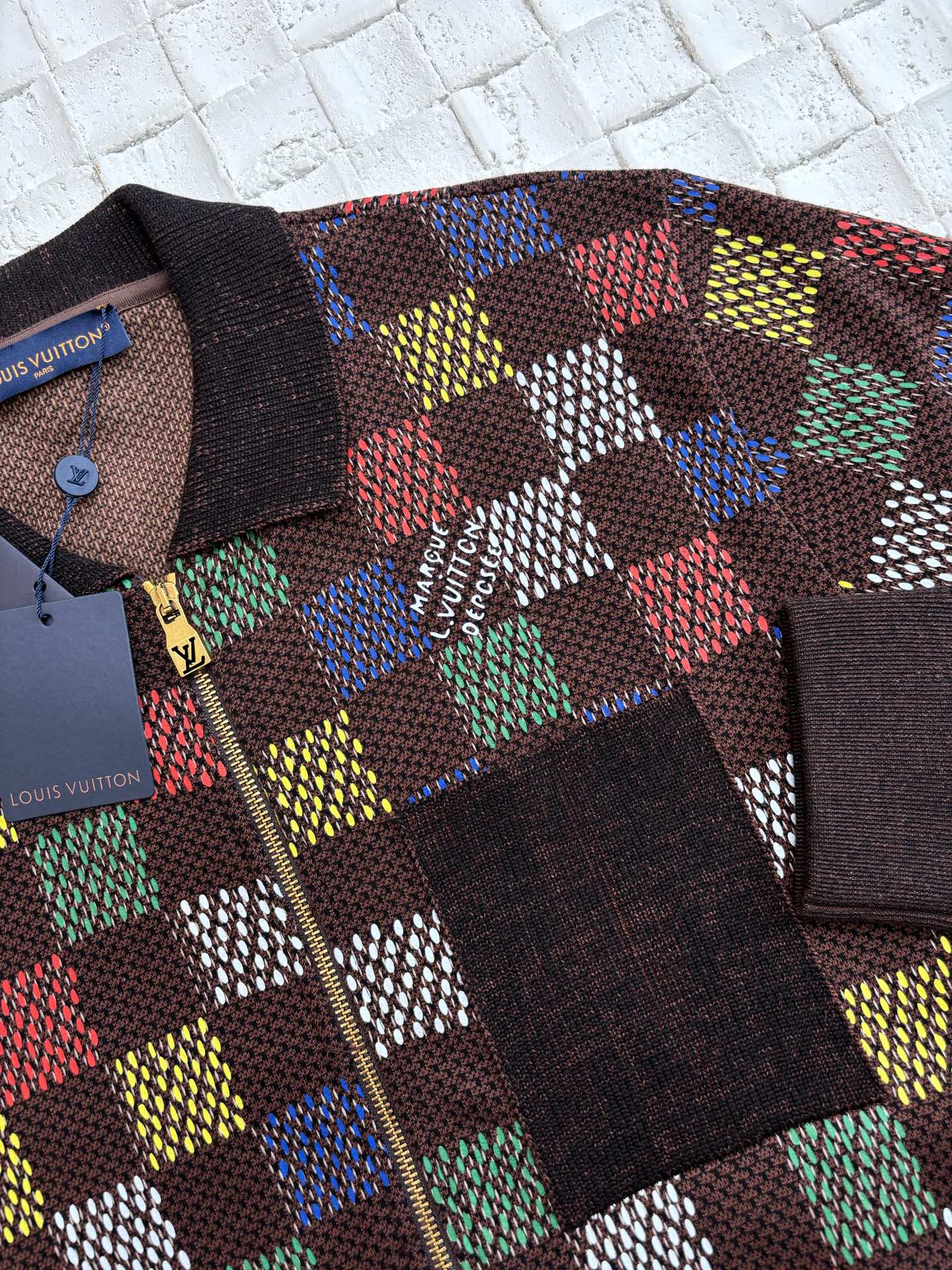 250624 A new high-quality colored checkered embossed jacquard knitted suit jacket