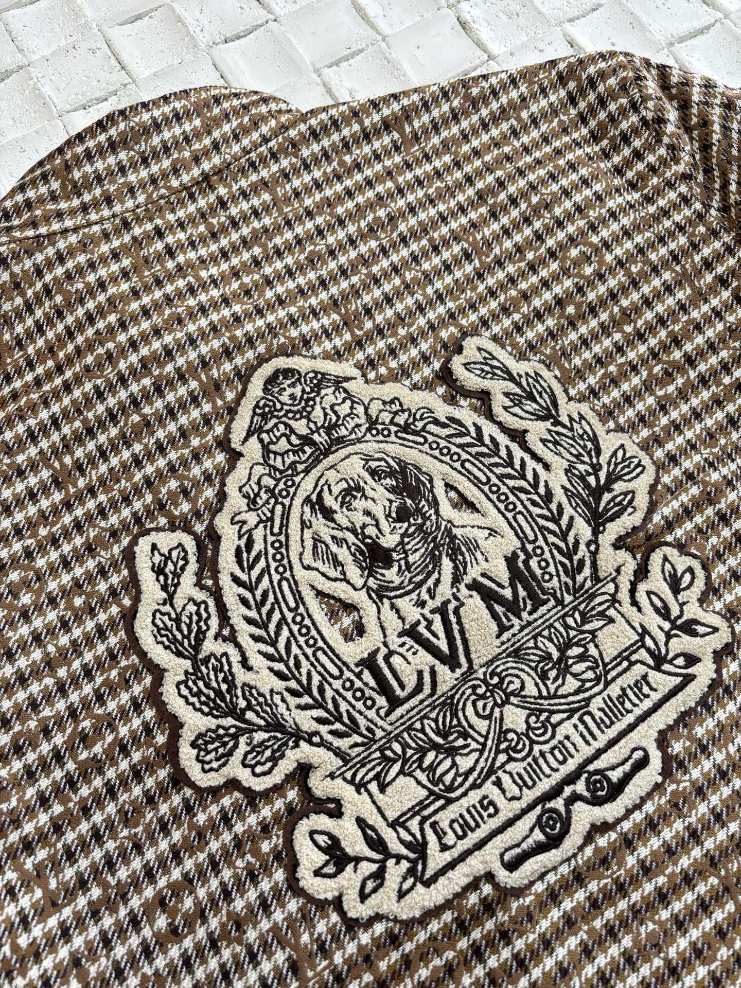 250624 New high-quality checkered beaded embroidered baseball jacket