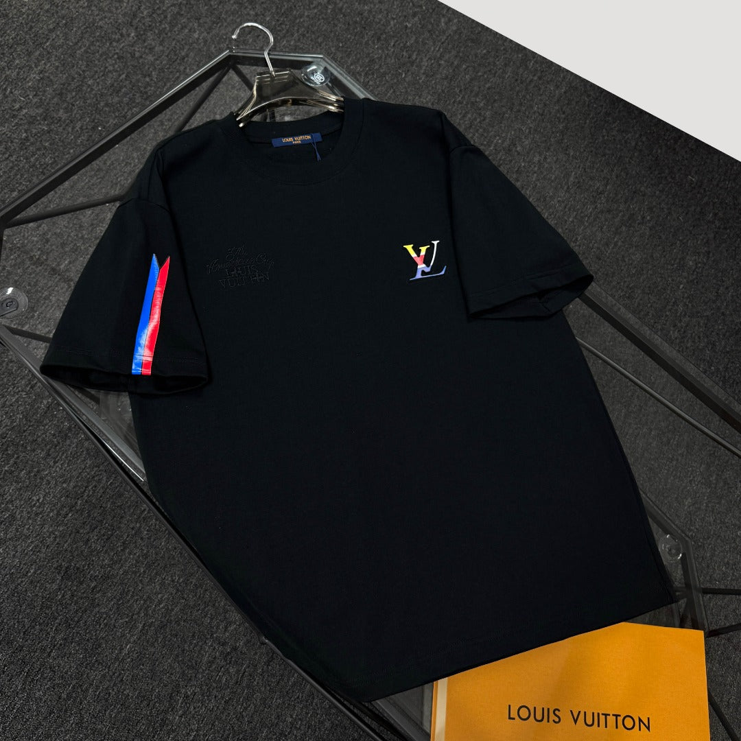 250624 New high-quality, simple cuff patchwork T-shirt