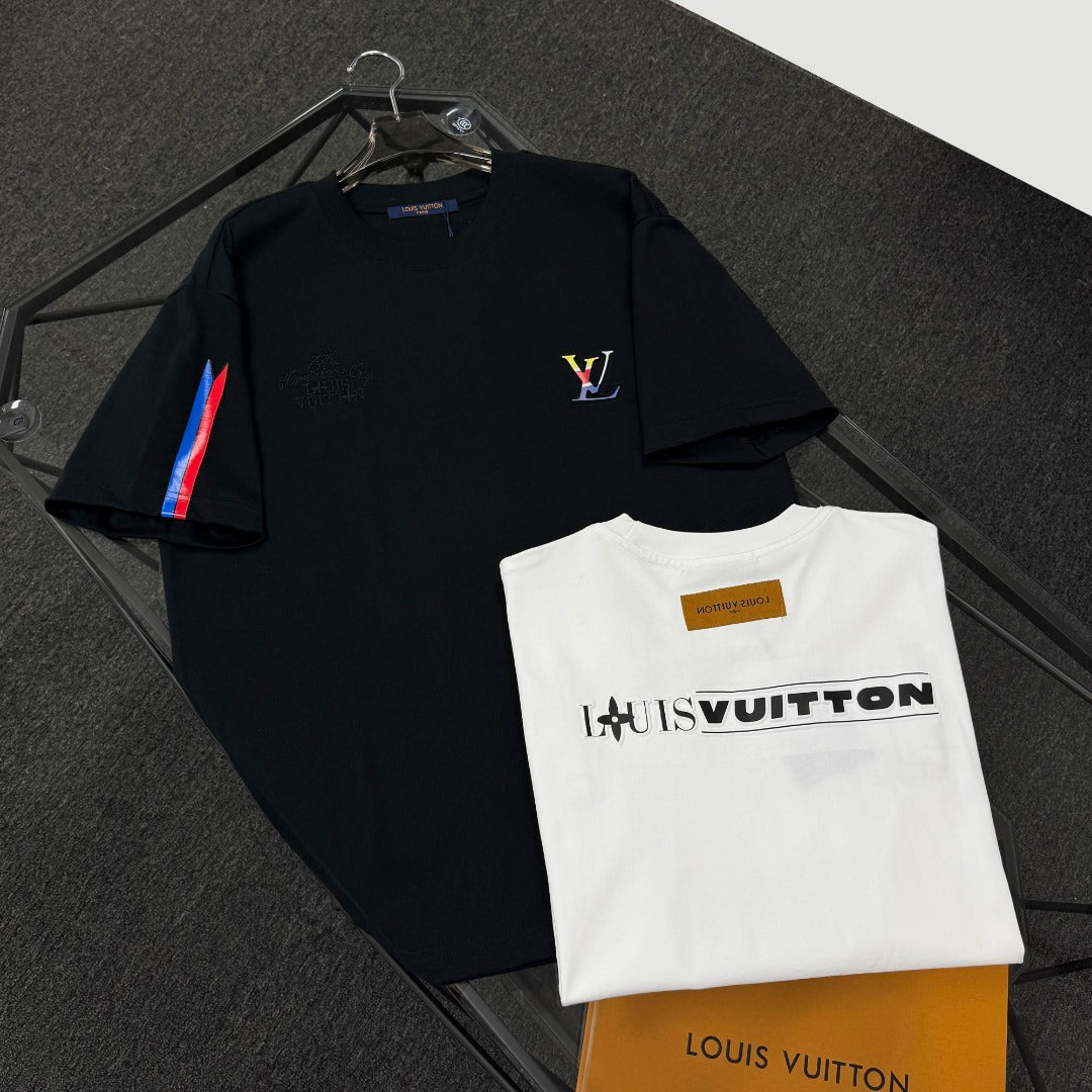 250624 New high-quality, simple cuff patchwork T-shirt