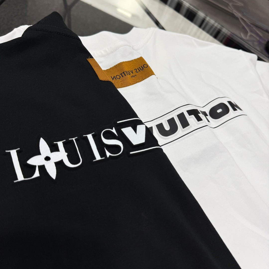 250624 New high-quality, simple cuff patchwork T-shirt