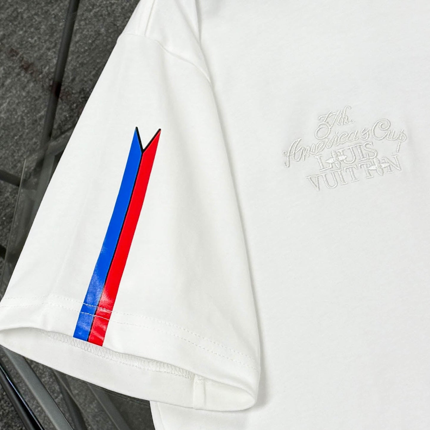 250624 New high-quality, simple cuff patchwork T-shirt