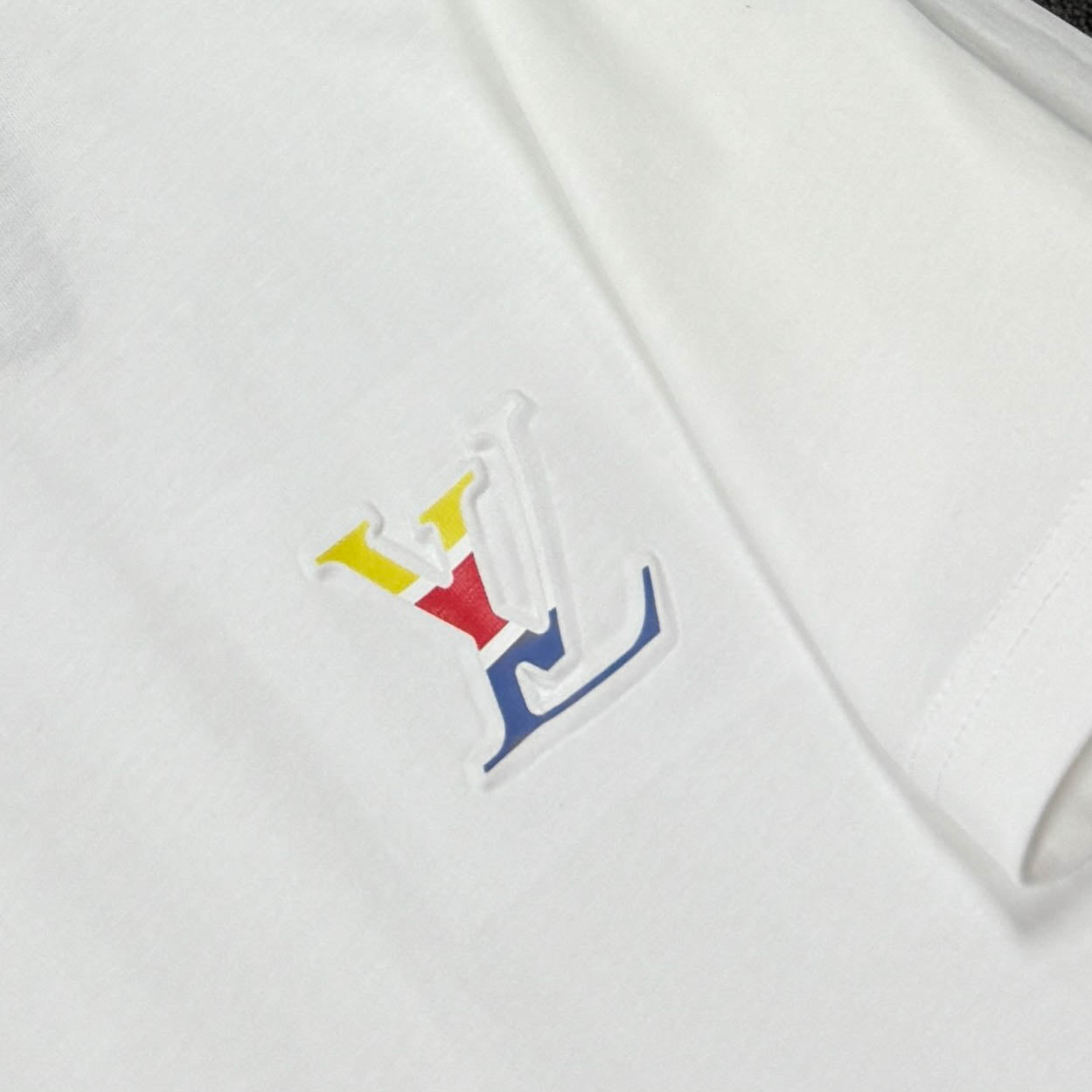 250624 New high-quality, simple cuff patchwork T-shirt