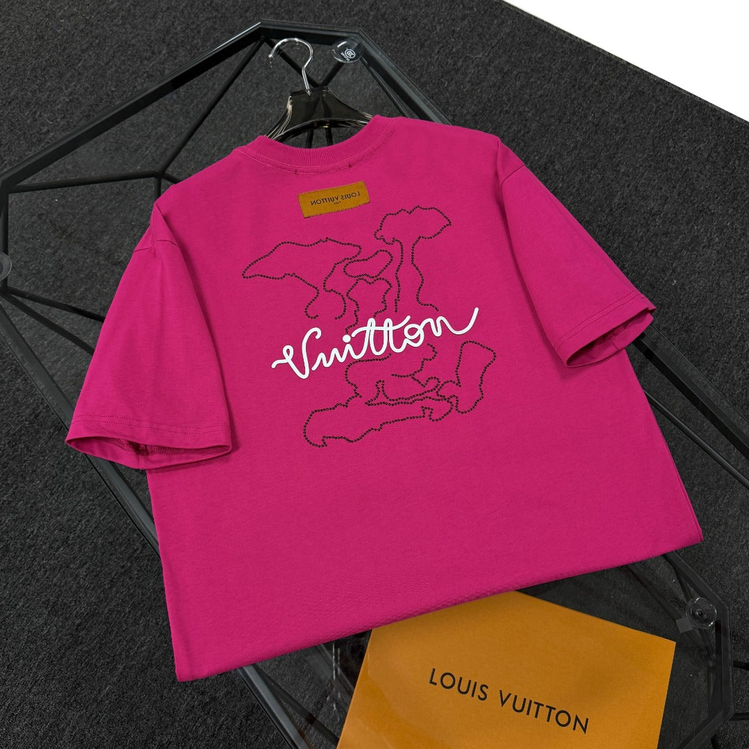 250624 New high-quality beaded embroidery T-shirt