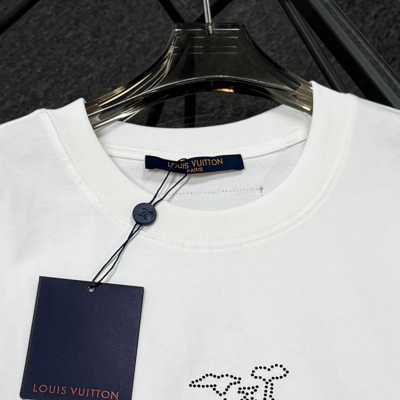 250624 New high-quality beaded embroidery T-shirt
