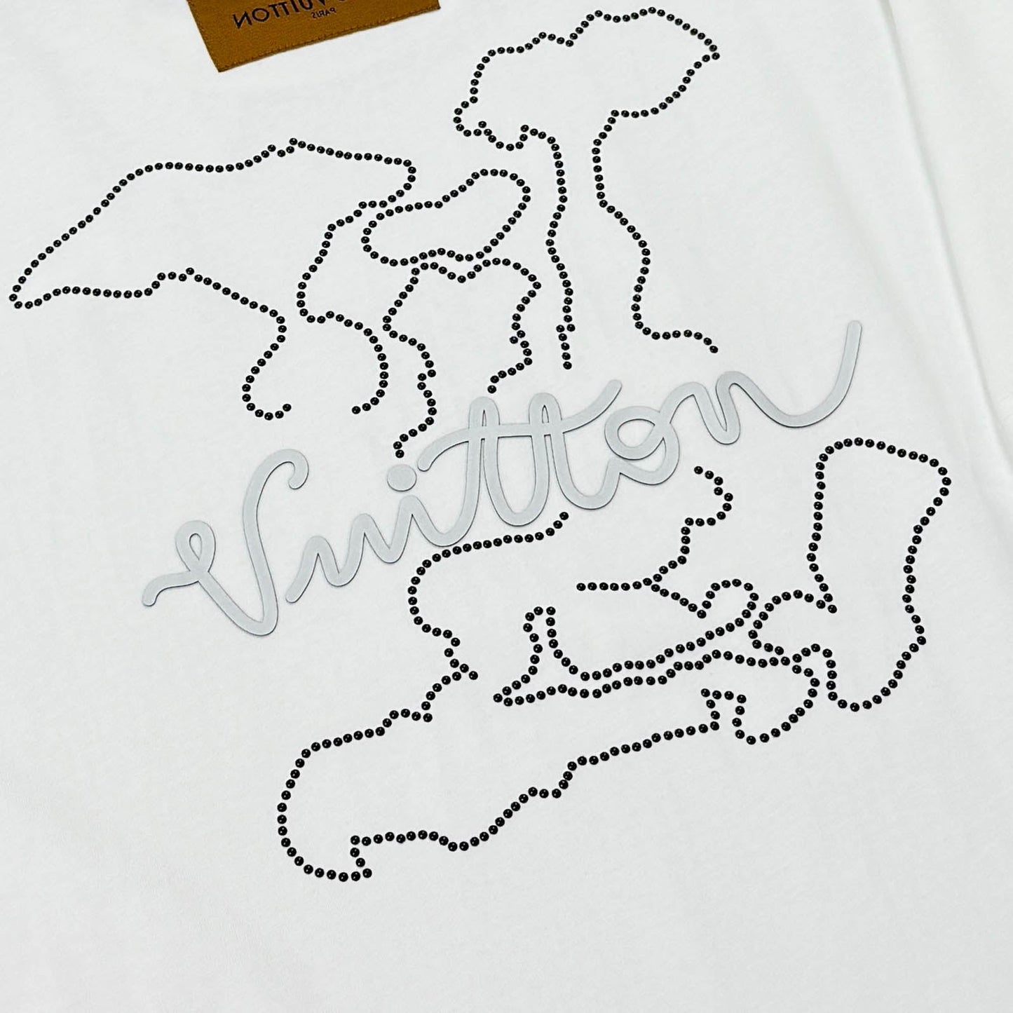 250624 New high-quality beaded embroidery T-shirt