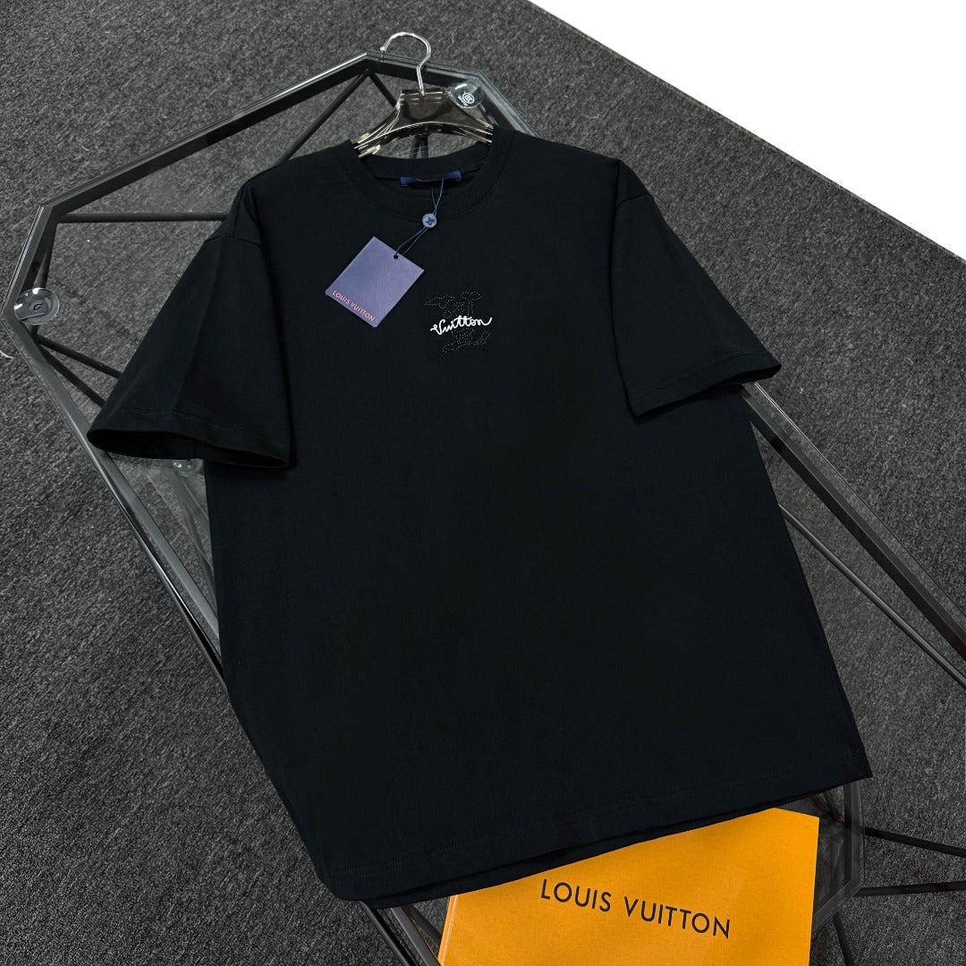 250624 New high-quality beaded embroidery T-shirt