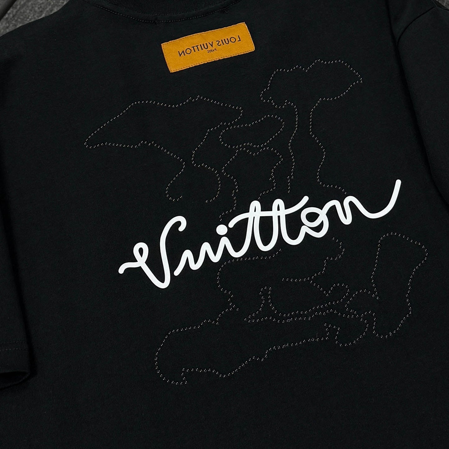 250624 New high-quality beaded embroidery T-shirt