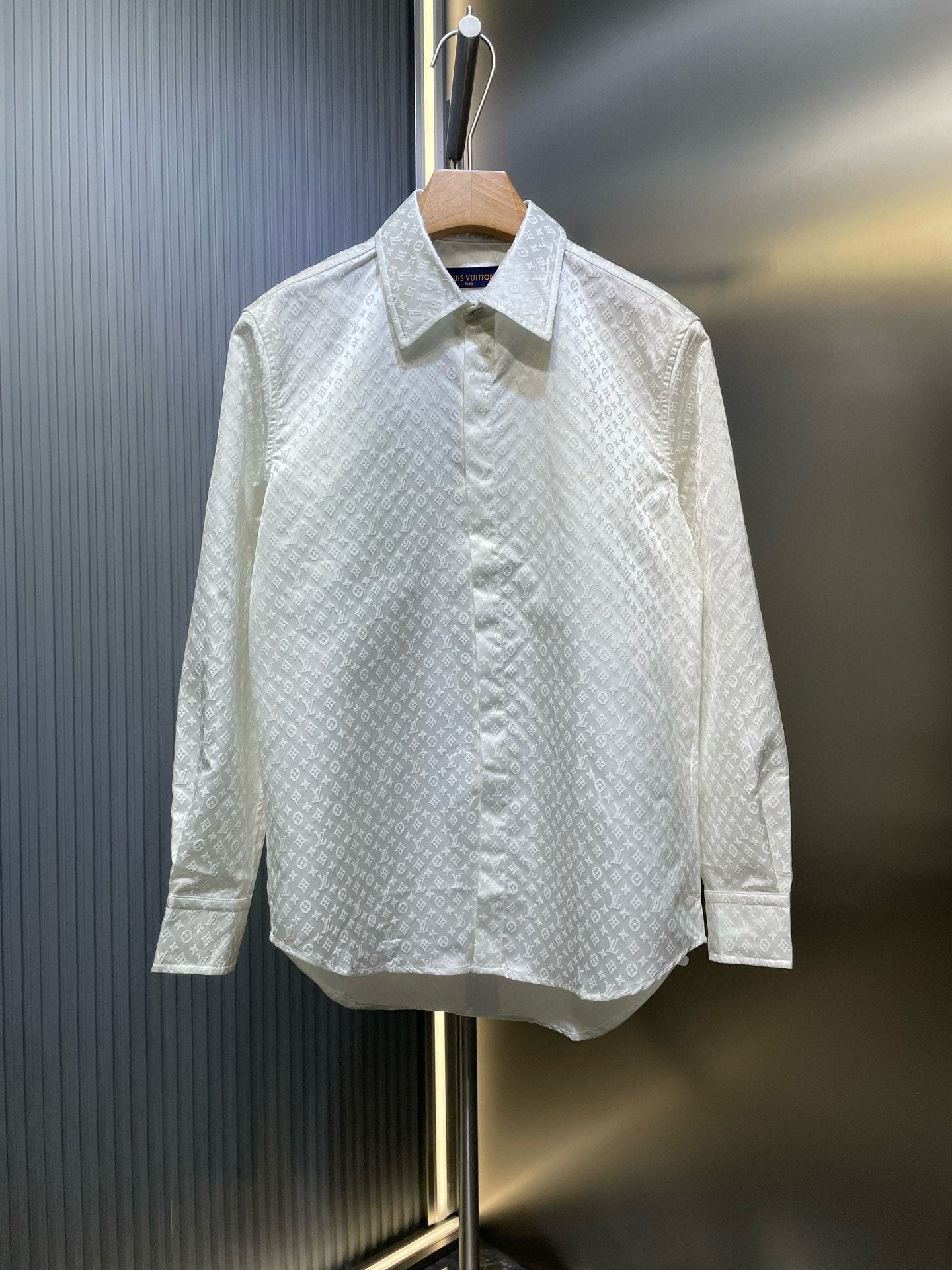 250722 New high-quality full-printed jacquard pointed-neck fitted casual long-sleeved