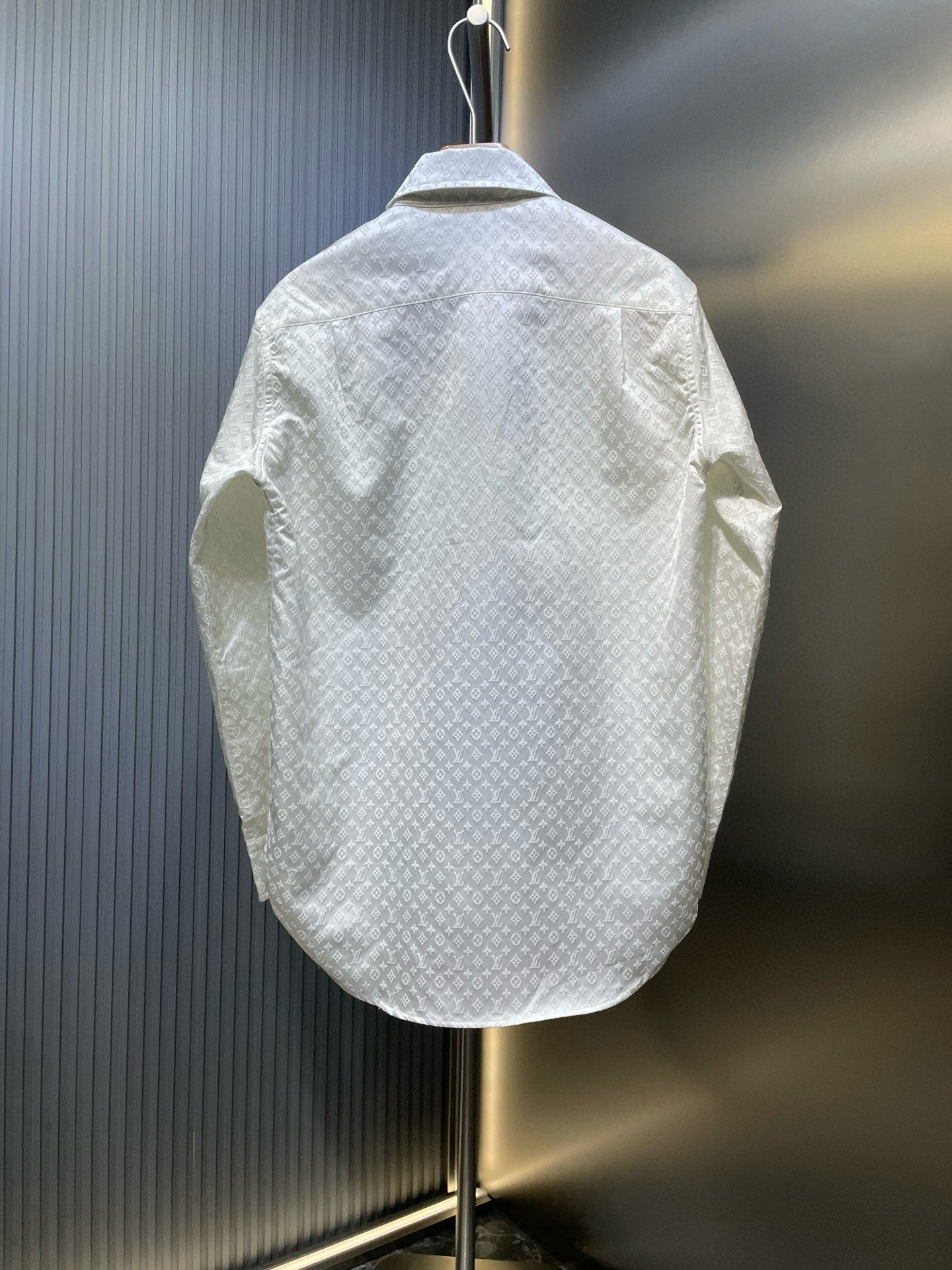 250722 New high-quality full-printed jacquard pointed-neck fitted casual long-sleeved