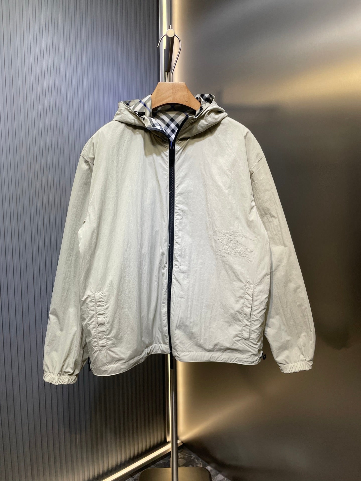 250722 A new top-of-the-line double-sided checkered long-sleeved hooded jacket