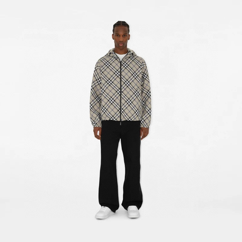 250722 A new top-of-the-line double-sided checkered long-sleeved hooded jacket