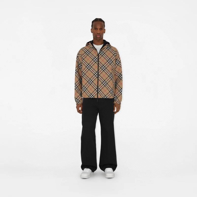 250722 A new top-of-the-line double-sided checkered long-sleeved hooded jacket