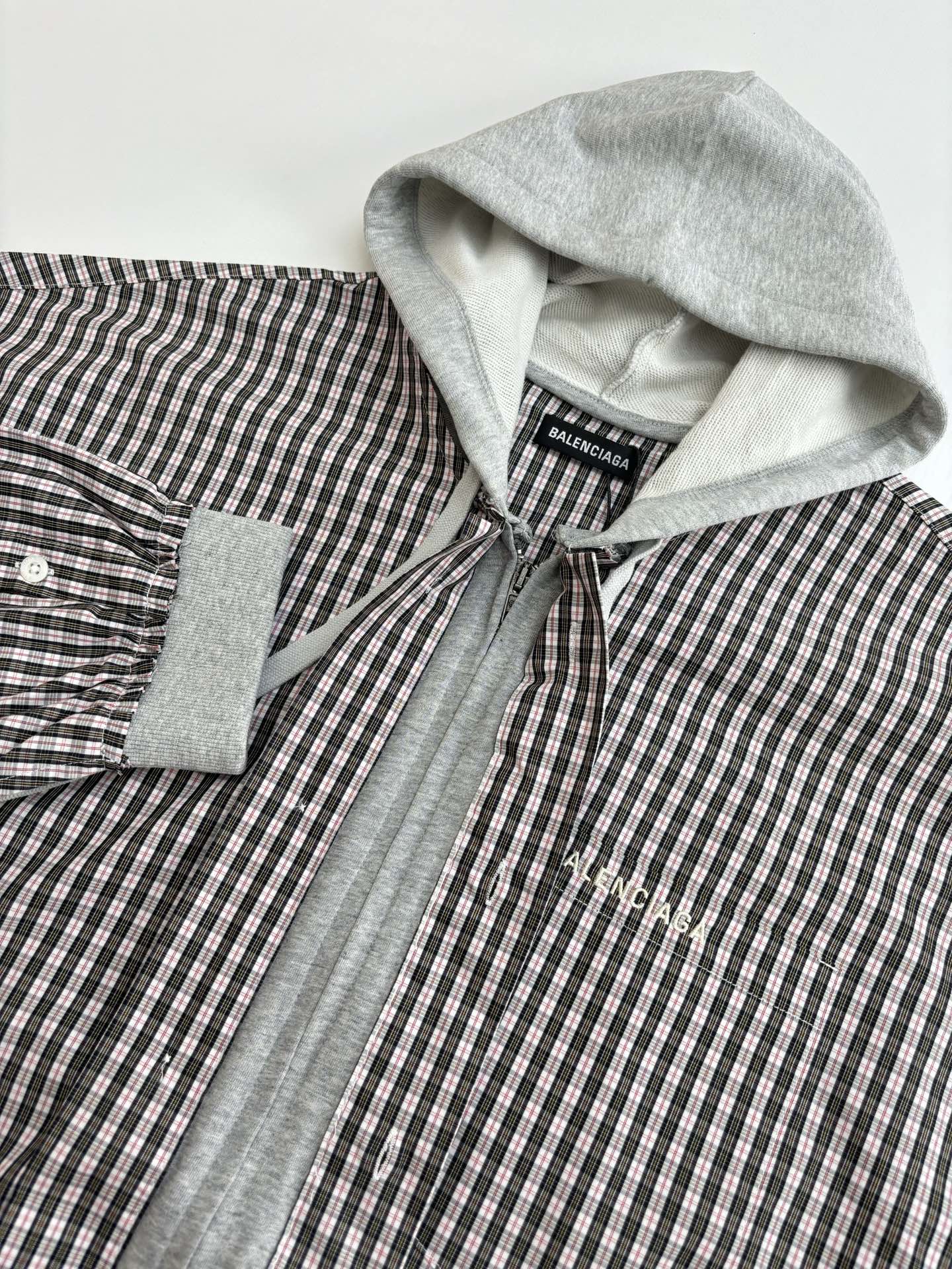 250722 New top-quality patchwork checkered hooded jacket