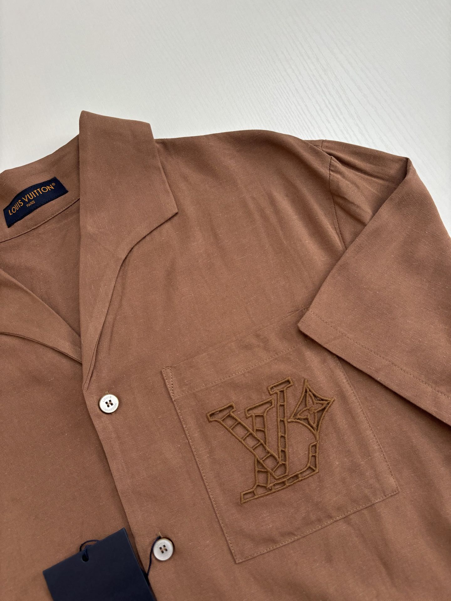 250722 New high-quality cotton and linen embroidered short-sleeved shirts
