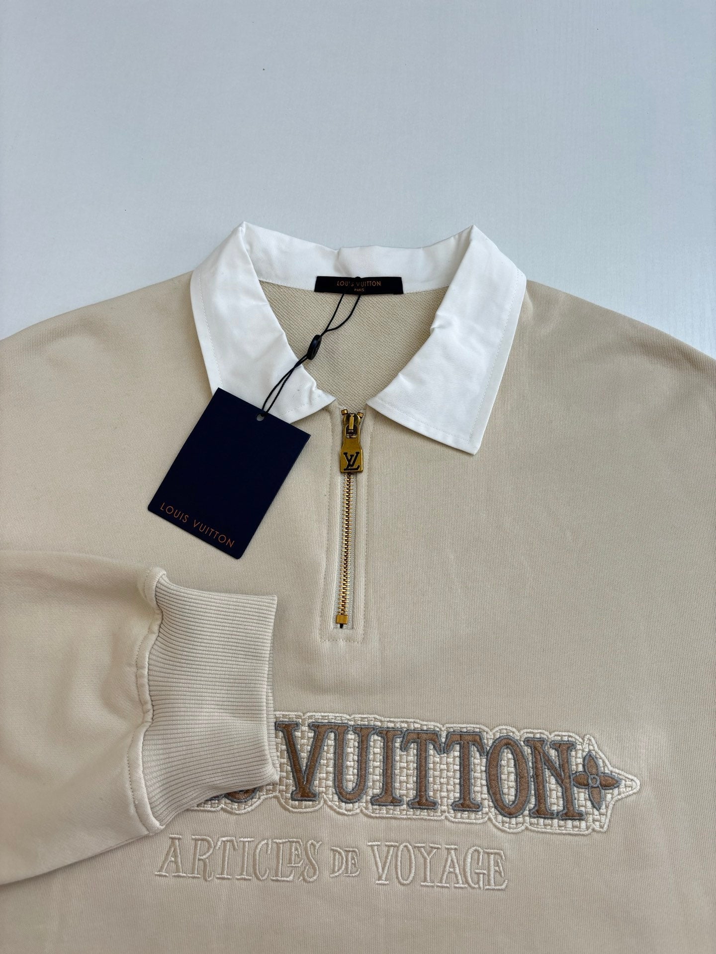 250722 New high-quality letter-embroidered semi-zipper round-neck pullover hoodie
