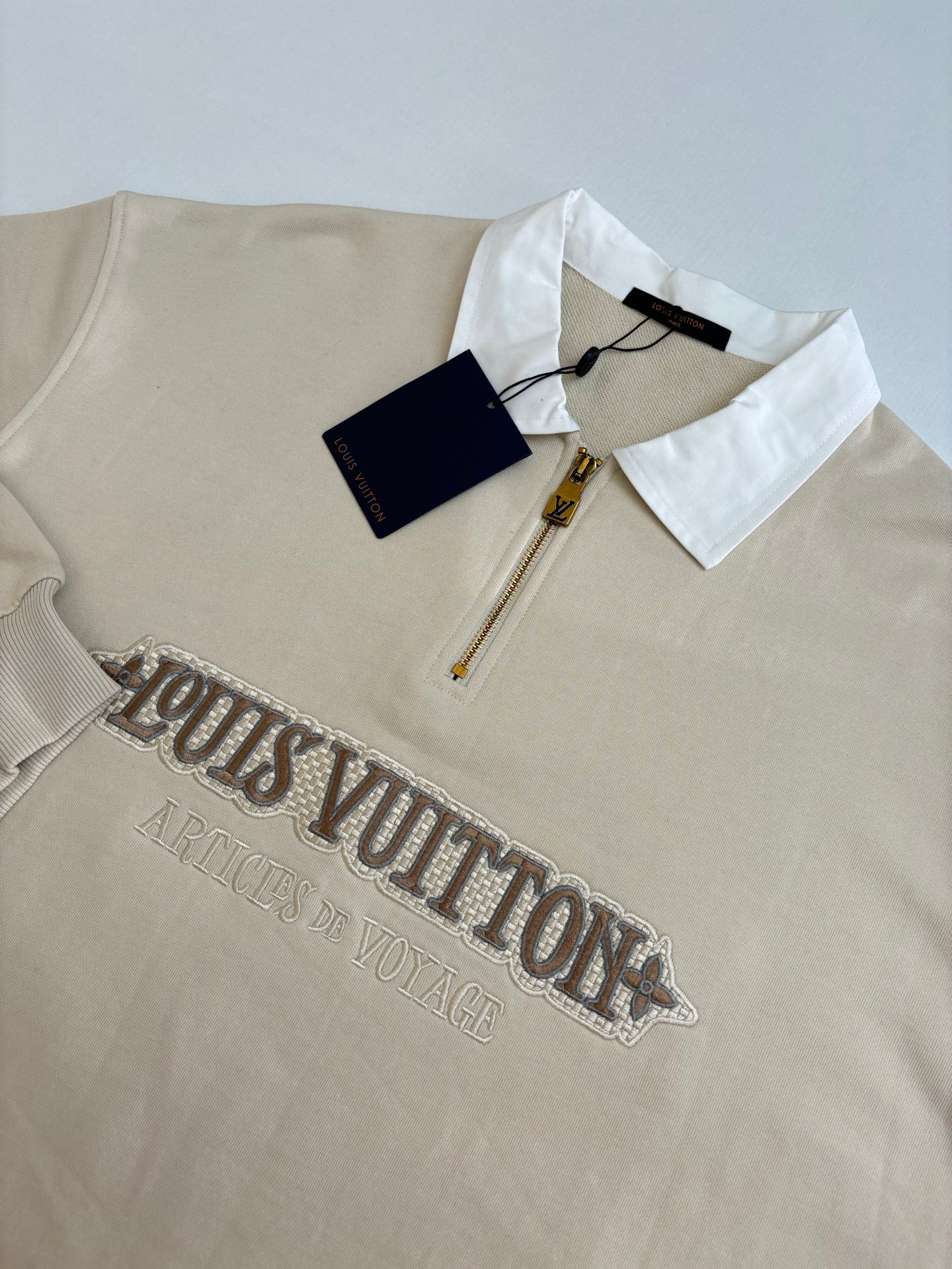250722 New high-quality letter-embroidered semi-zipper round-neck pullover hoodie