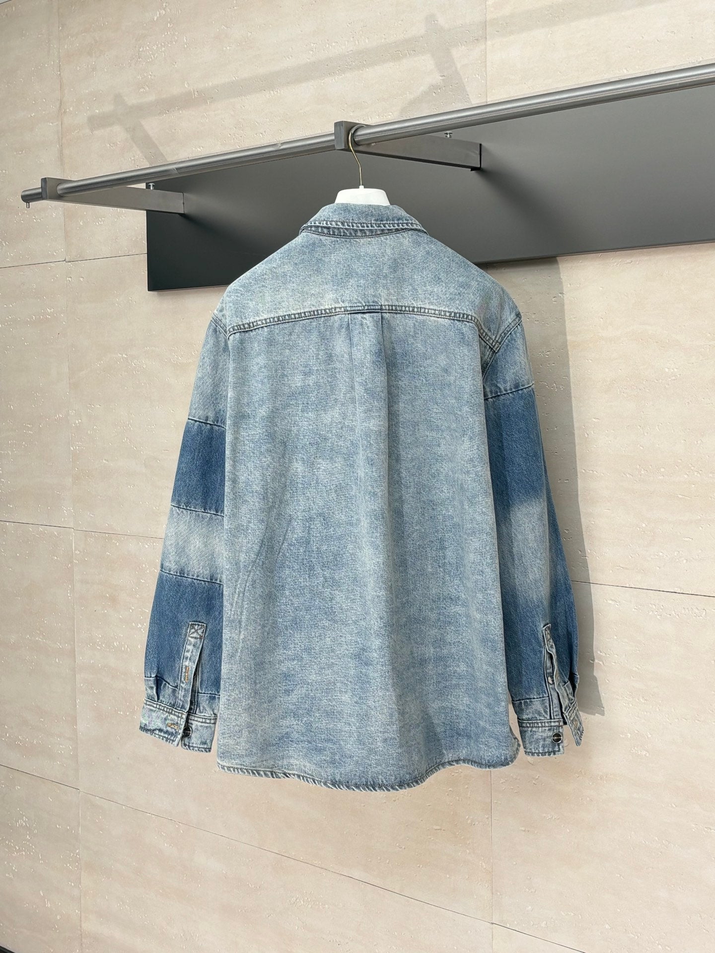 250722 New high-quality washed, aged and embossed long-sleeved denim shirt