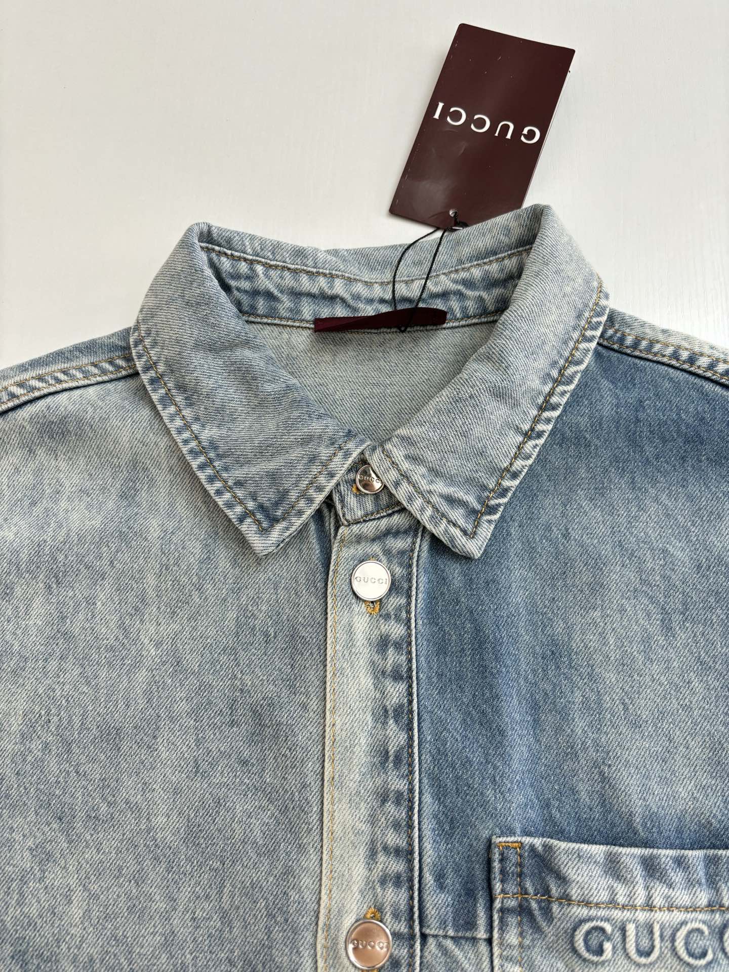 250722 New high-quality washed, aged and embossed long-sleeved denim shirt