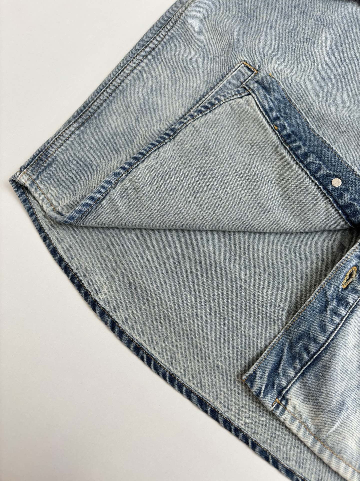 250722 New high-quality washed, aged and embossed long-sleeved denim shirt