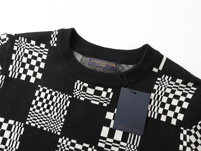 250729 New high-quality checkered couple round-neck sweaters