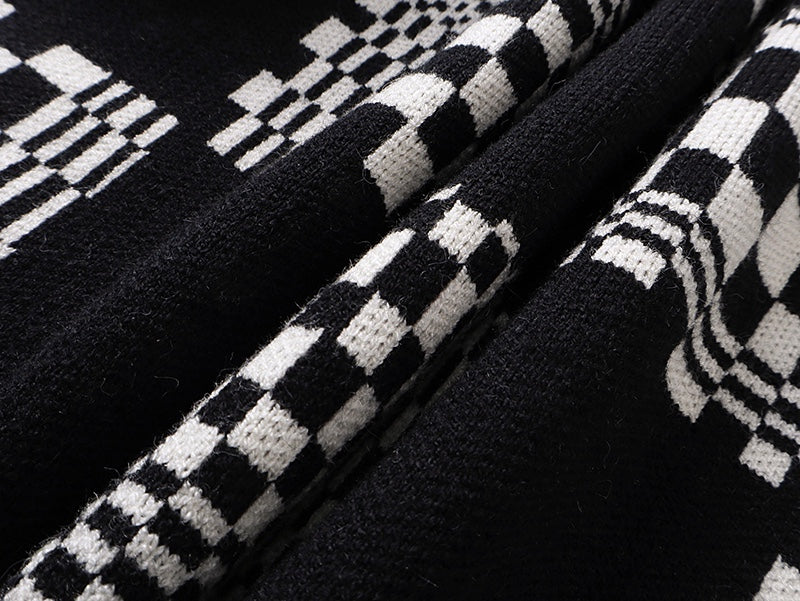 250729 New high-quality checkered couple round-neck sweaters