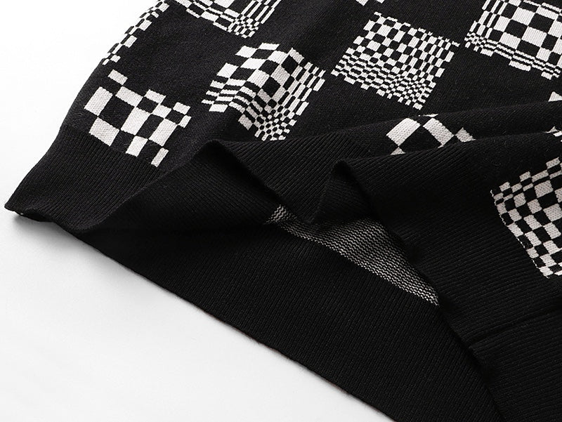 250729 New high-quality checkered couple round-neck sweaters