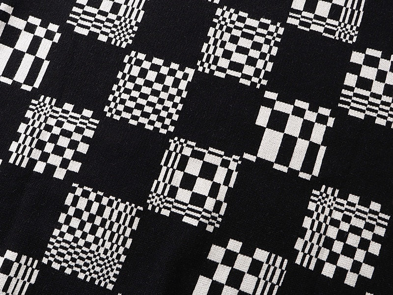 250729 New high-quality checkered couple round-neck sweaters