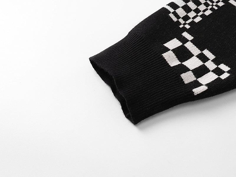 250729 New high-quality checkered couple round-neck sweaters