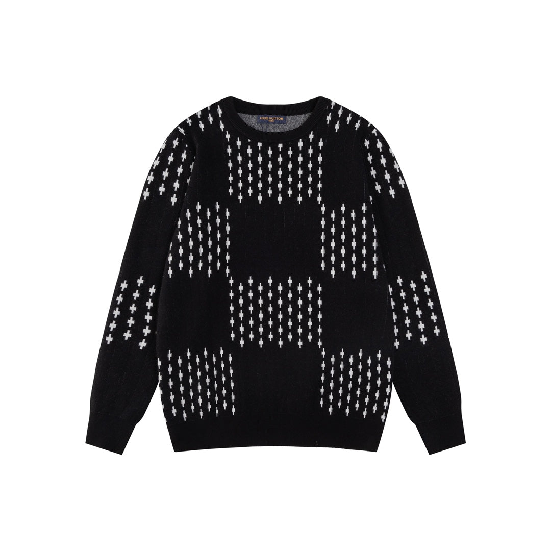 250729 New high-quality checkered couple round-neck sweaters