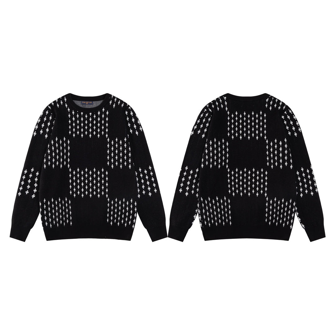 250729 New high-quality checkered couple round-neck sweaters