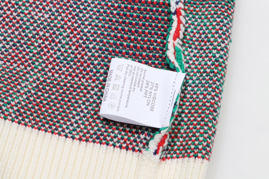 250729 A new full-printed jacquard striped round-neck sweater