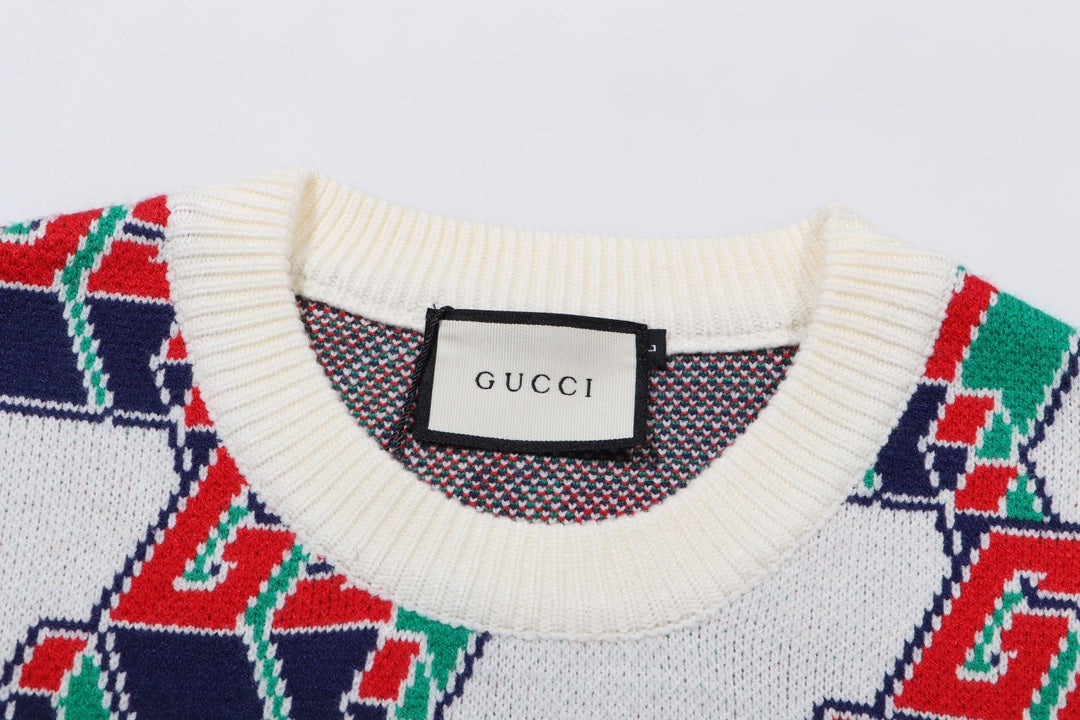 250729 A new full-printed jacquard striped round-neck sweater