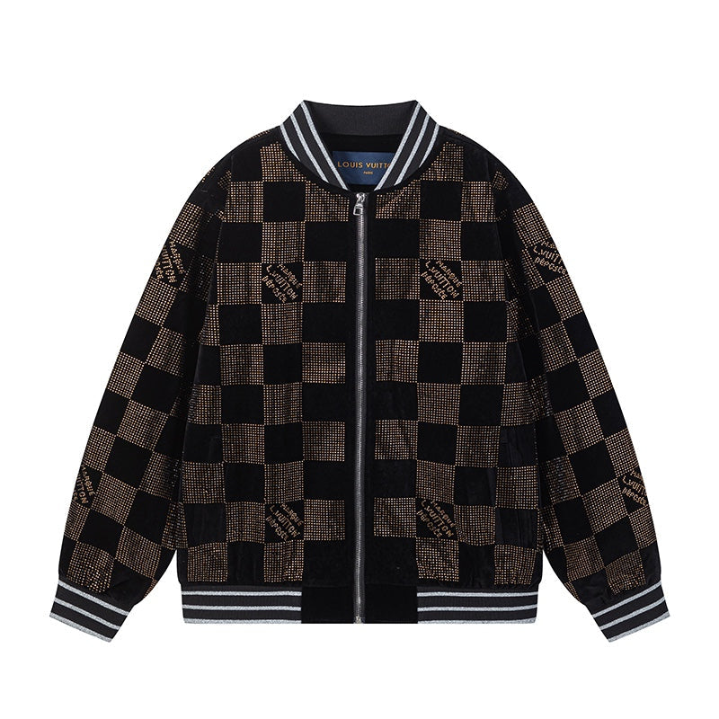 250729 New top-quality sequined velvet baseball jacket