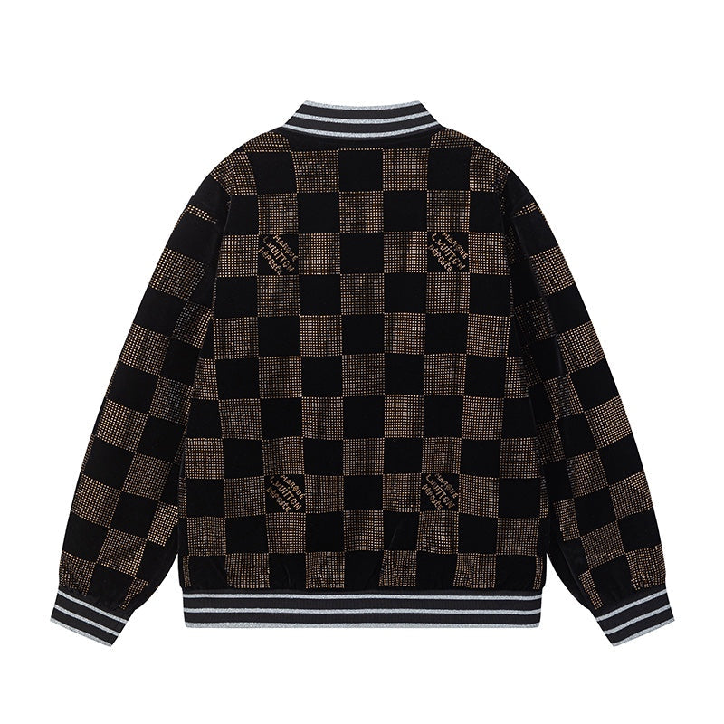 250729 New top-quality sequined velvet baseball jacket