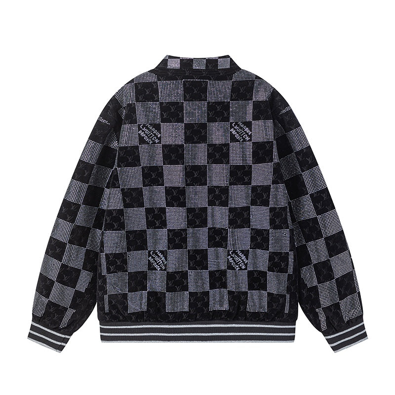 250729 New top-quality sequined velvet baseball jacket