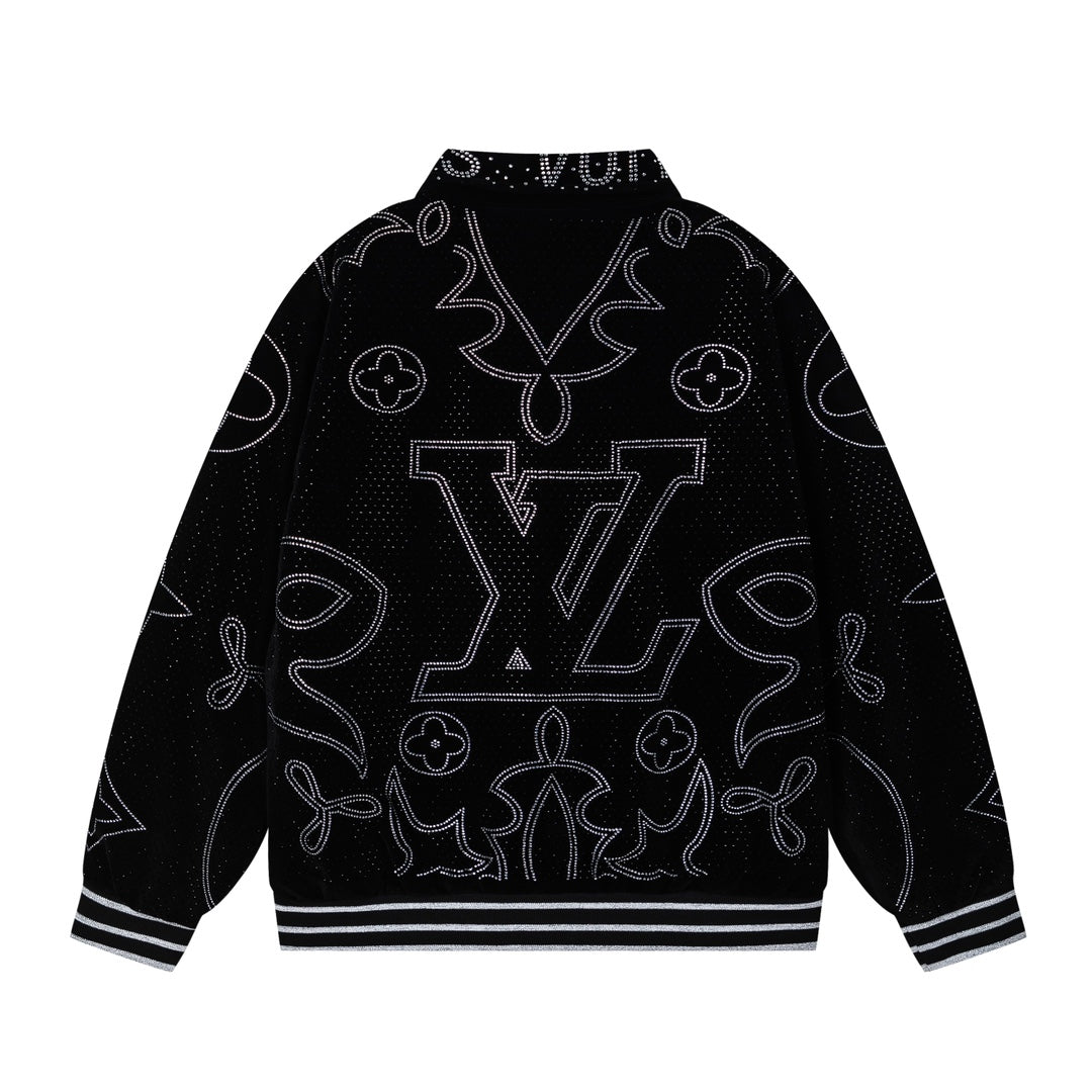 250729 New top-quality sequined velvet baseball jacket